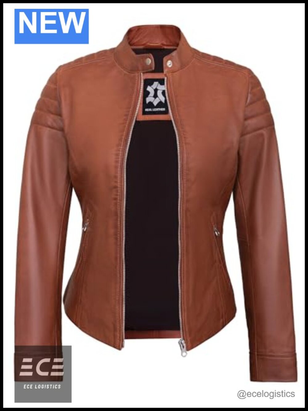 Real Lambskin Leather Jacket Cafe Racer Womens Motorcycle Zip
